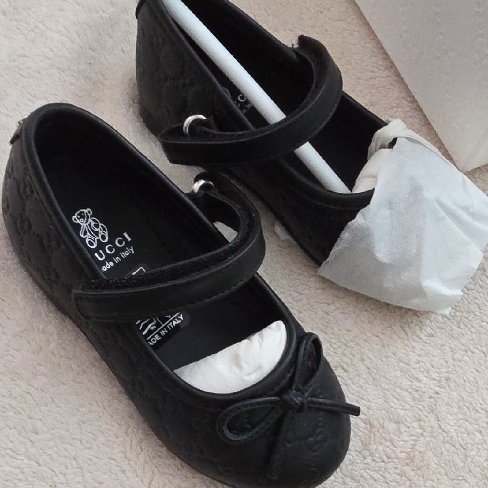 Gucci Kids Black Bow Dress Shoes